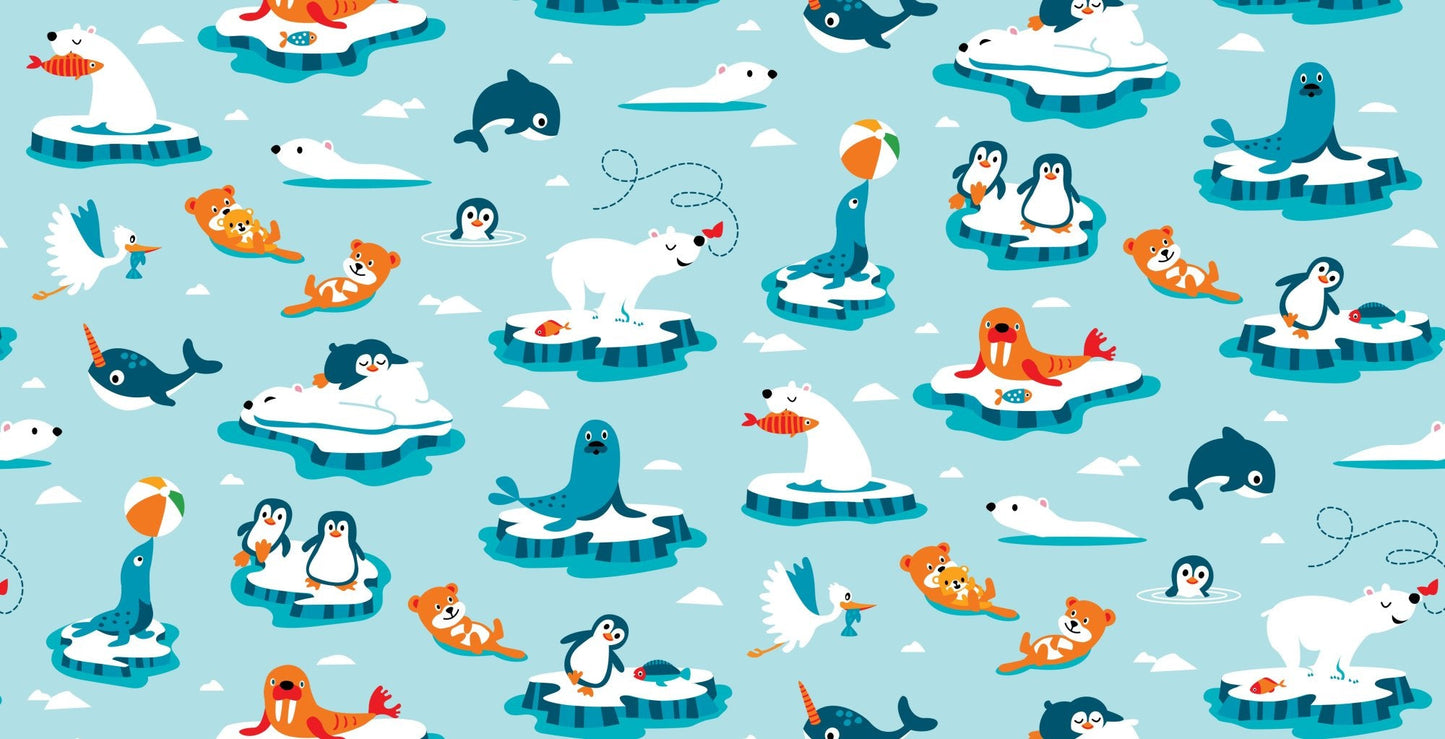 Zooville Winter animal fabric D132 baby penguin - Mary Jo Fabrics