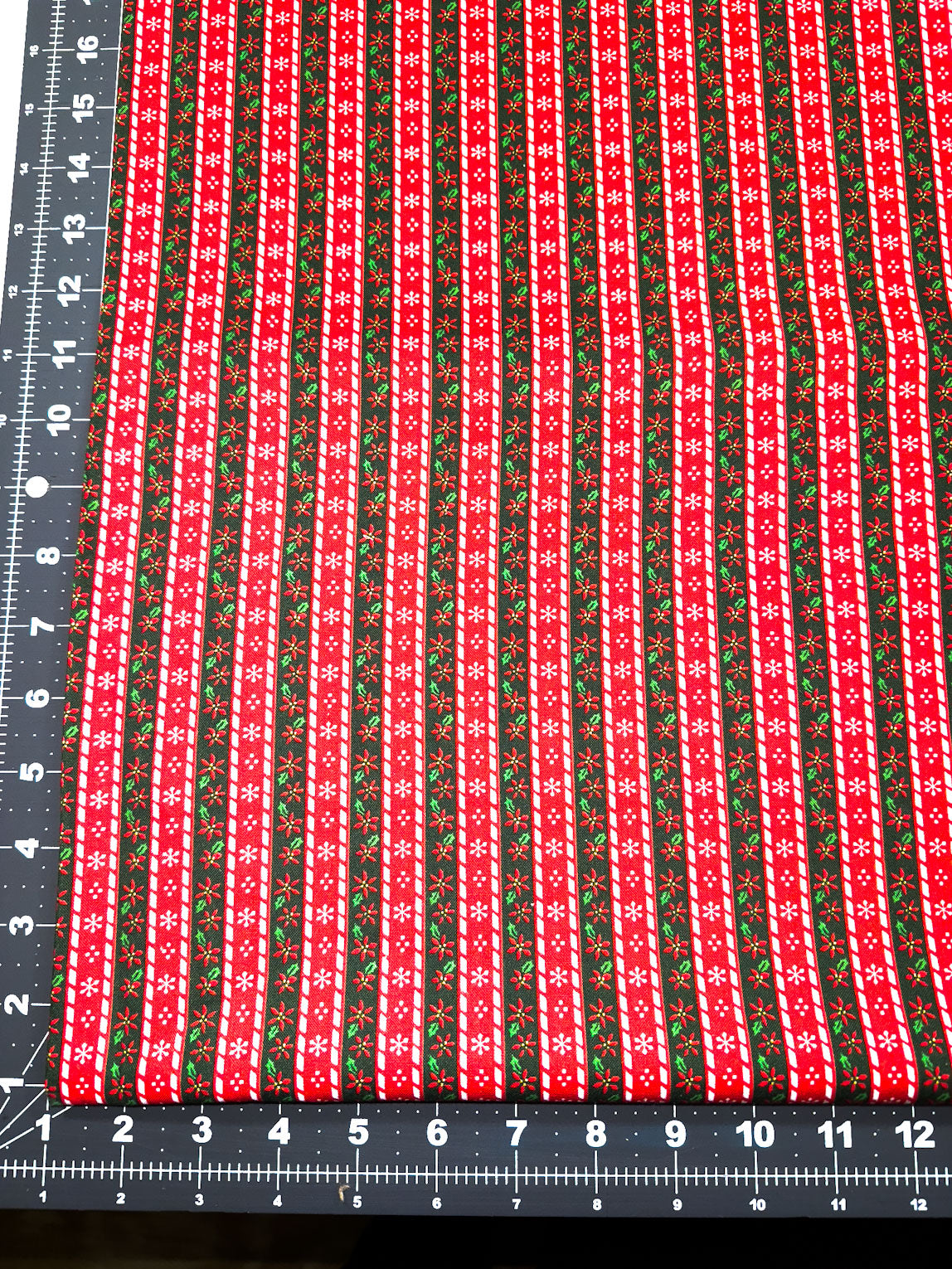 Christmas Poinsettia Stripe cotton fabric
