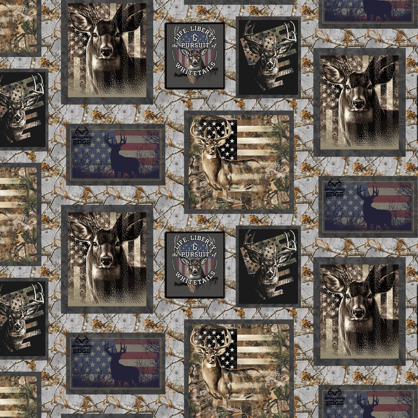 Patriotic Deer fabric 10452X Realtree USA Flag Fabric