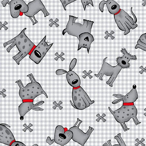 Gray Plaid Dog Flannel 1052-90 Dogs & Dog Bones