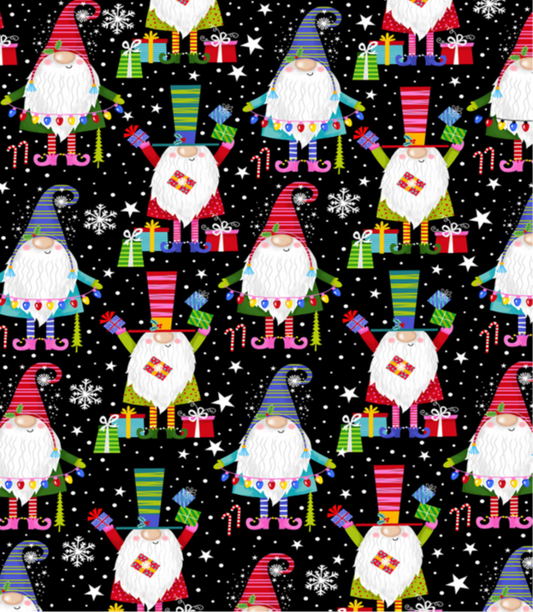 Christmas Party Gnomes fabric  Christmas cotton fabric