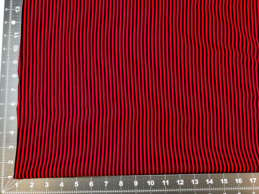 Ladybug Black and Red Stripe fabric 1/8" width striped