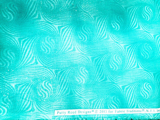 Teal Blue Blender fabric with silver glitter