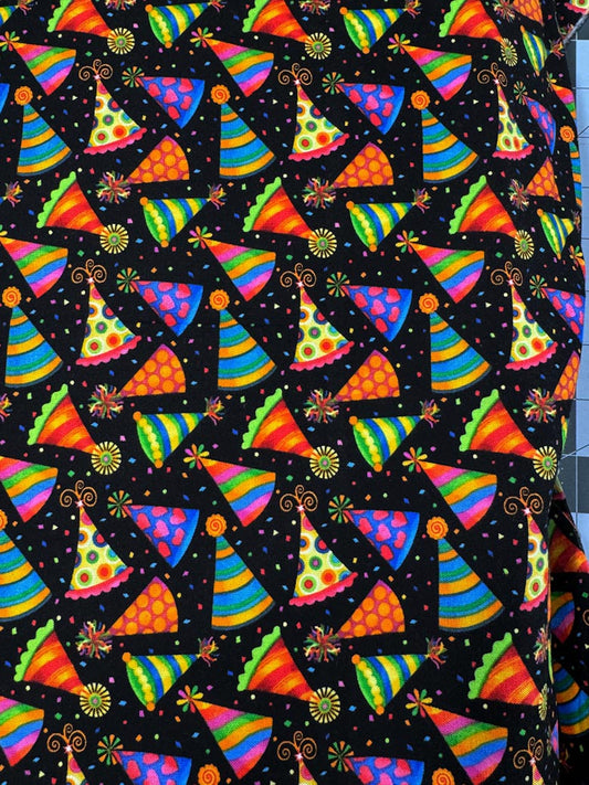 Party time fabric Happy Birthday hats