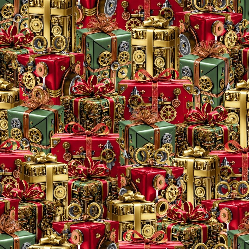 Christmas Presents 4817-88 Steampunk Christmas cotton fabric