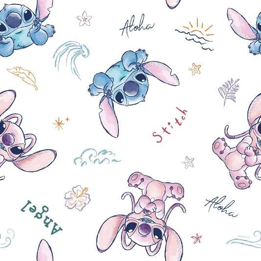 Lilo's Stitch Cotton Fabric 79738 Disney Stitch and Angel Sketch