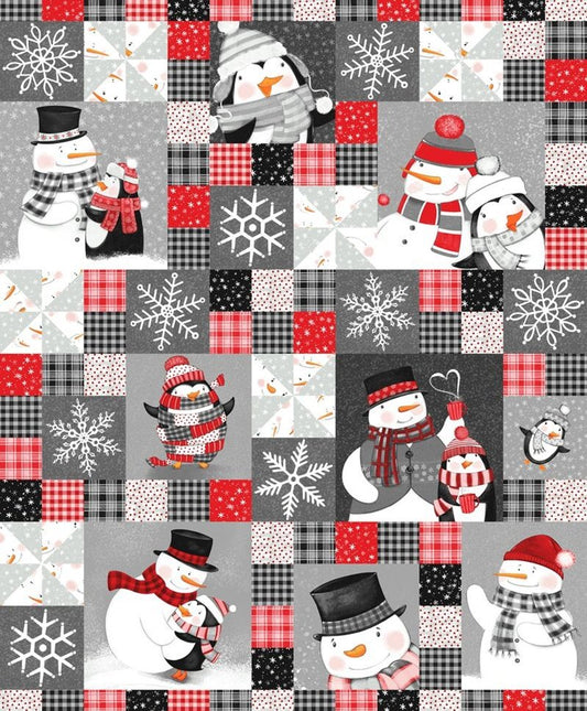 Snowman FLANNEL 9328F-95 Snowmen FLANNEL Grey Cheater Quilt