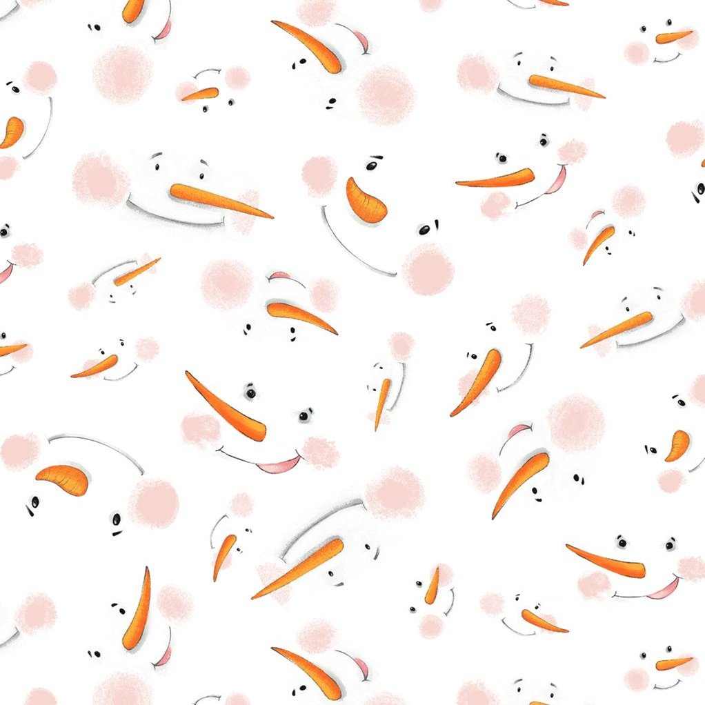 Snowman FLANNEL 9332F-03 Snowmen Face White FLANNEL