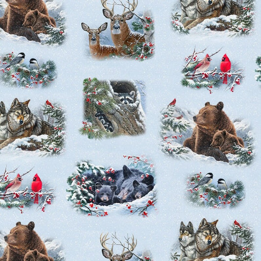 Forest Animals fabric 9813 snow winter companions