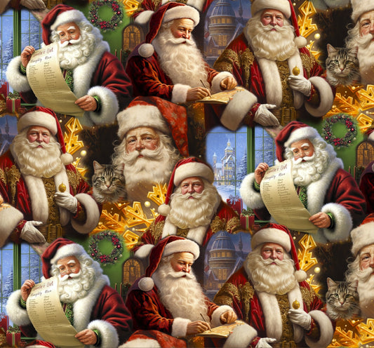 Santa Claus Fabric AL-7331-6C Christmas Fabric Santa's List