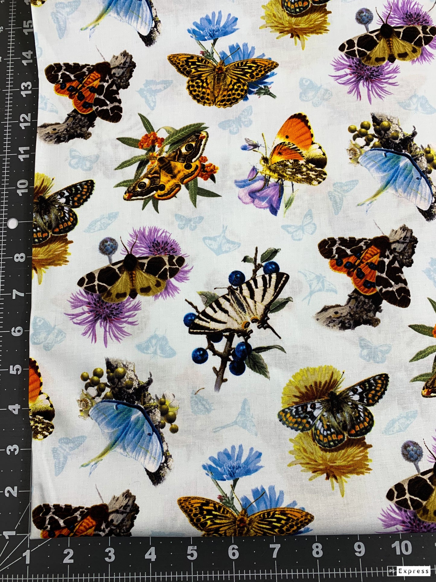 White Moths and Butterflies fabric 9801 butterfly cotton fabric
