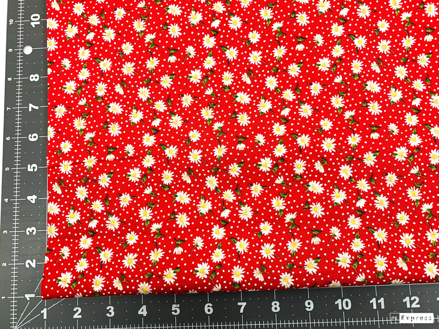 Red calico fabric Dorothy's Daisies