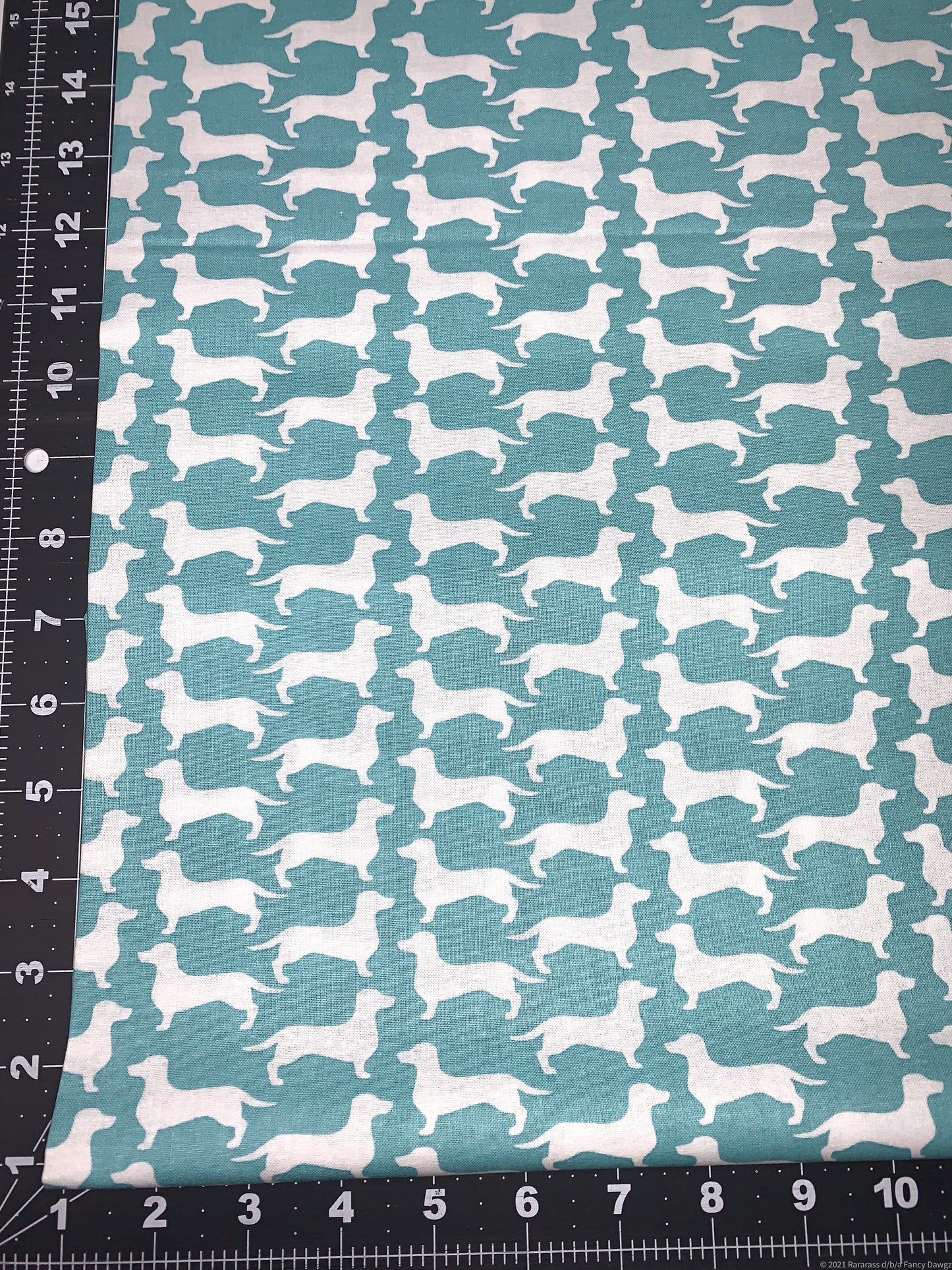 White Dachshund dog cotton fabric Stylish dachshund fabric