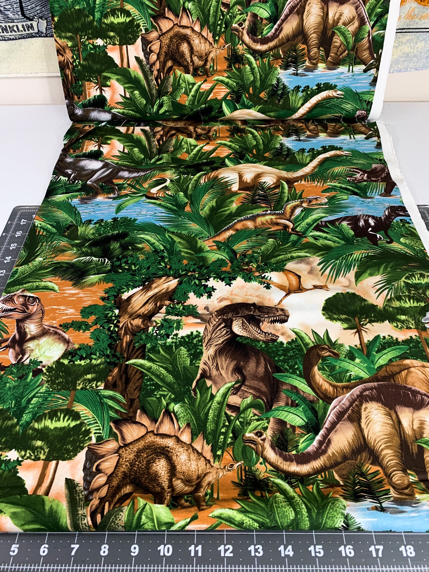 Jungle dinosaur fabric dinosaurs cotton fabric brontosaurus