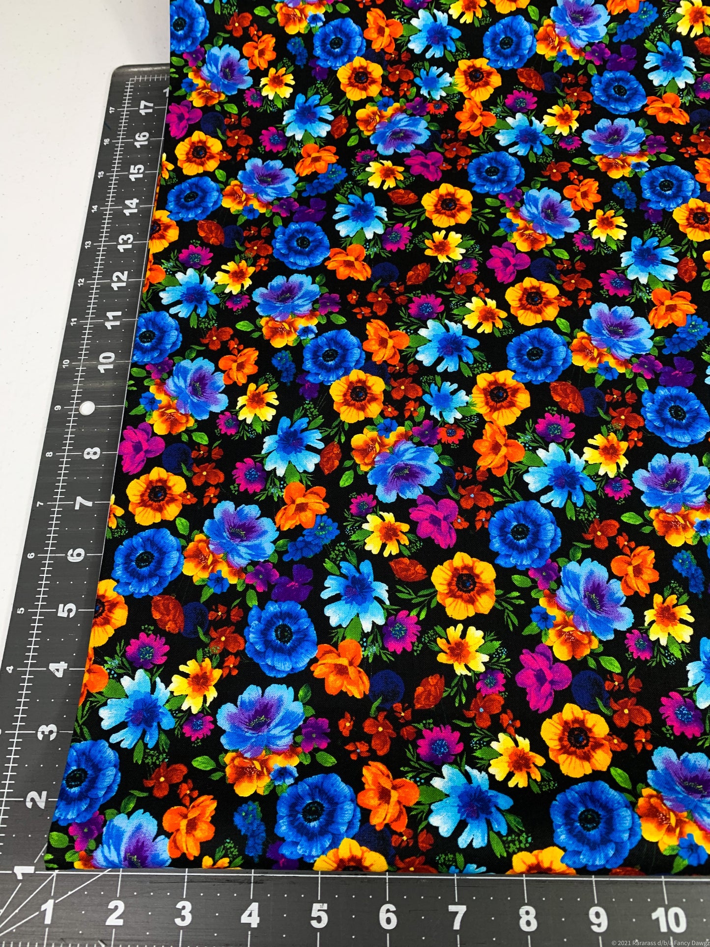 Black Fleur Floral Fabric C8415 bright flower cotton fabric