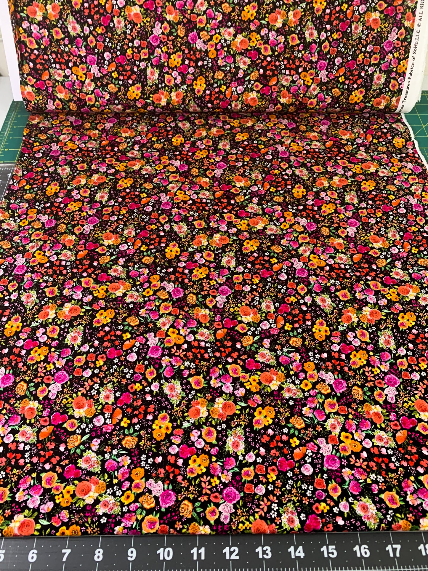 Orange and Pink flower fabric C8934 Gail floral fabric