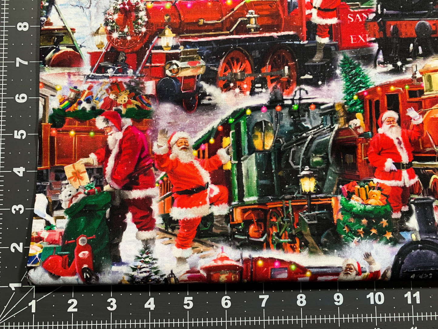 Santa Claus Christmas fabric 3502 Santa Express train fabric