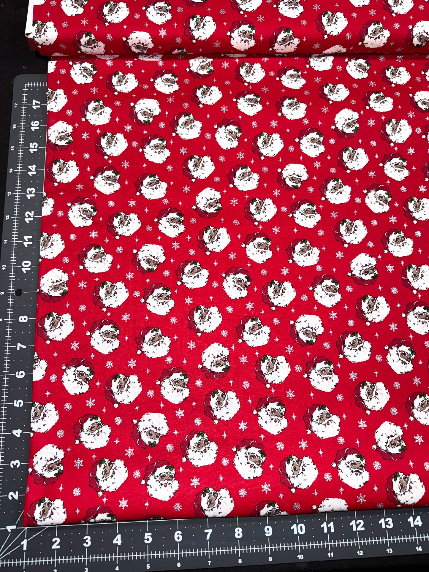 Snowflakes and Santa Claus fabric vintage Christmas cotton fabric