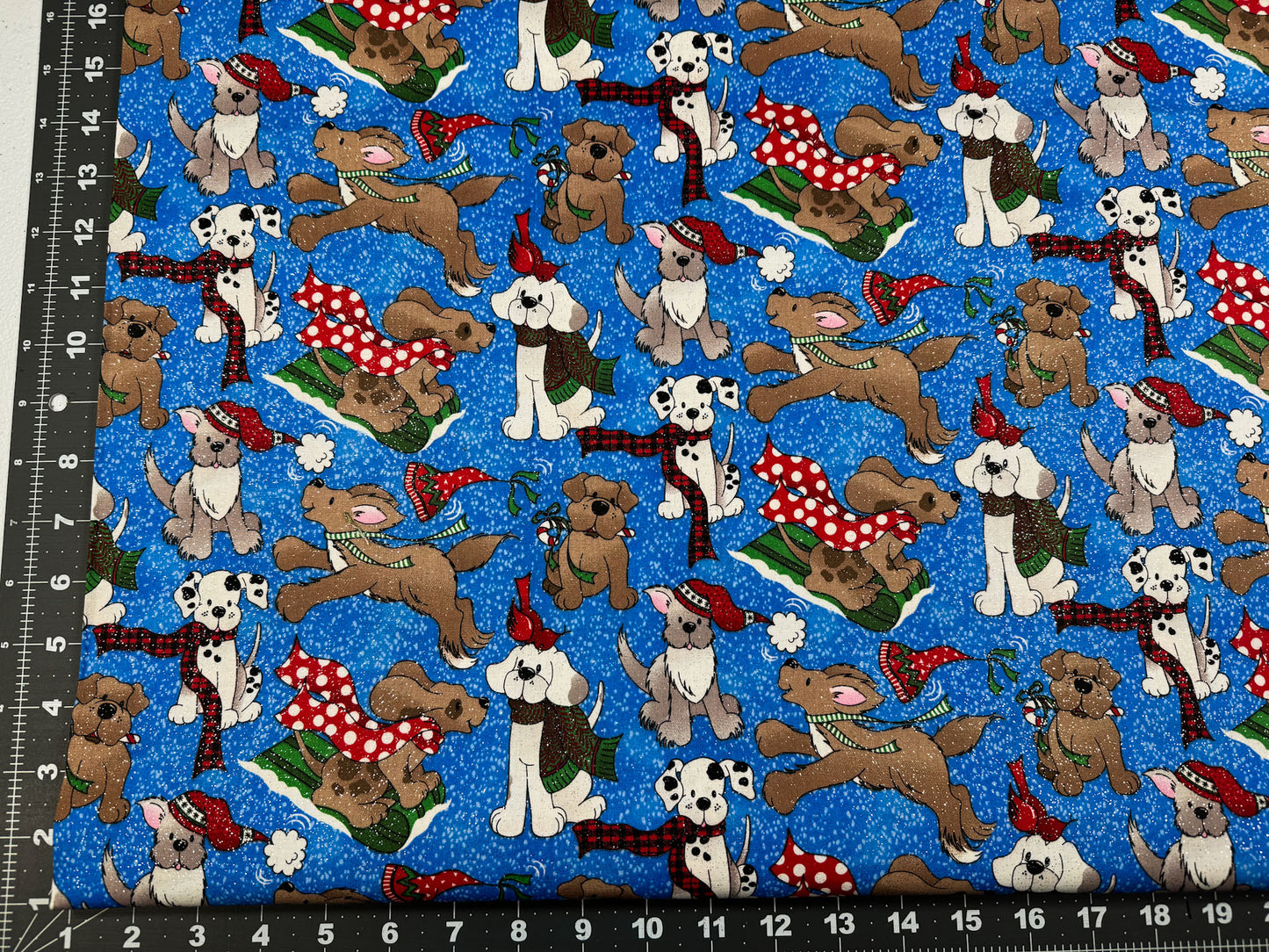 Dogs with Scarves and Glitter Dog fabric