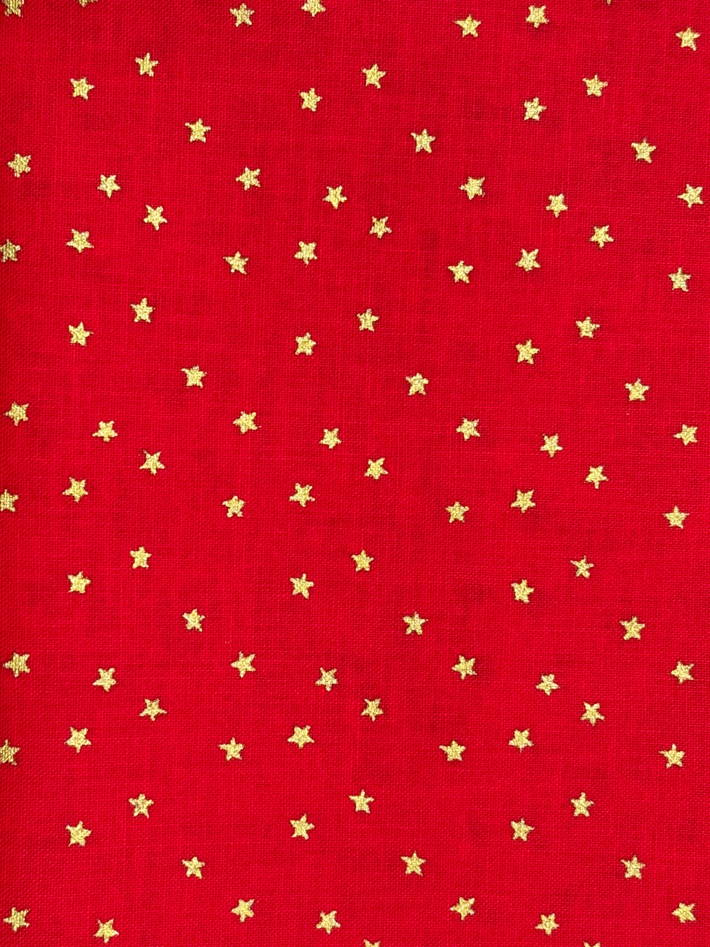 Mini Gold Stars on Bright Red cotton fabric