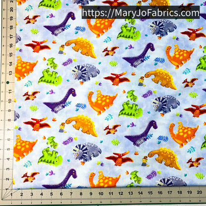 Blue Tossed Baby Dinosaur Fabric 59-8541 Dino Wee Ones