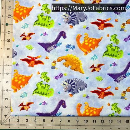 Blue Tossed Baby Dinosaur Fabric 59-8541 Dino Wee Ones