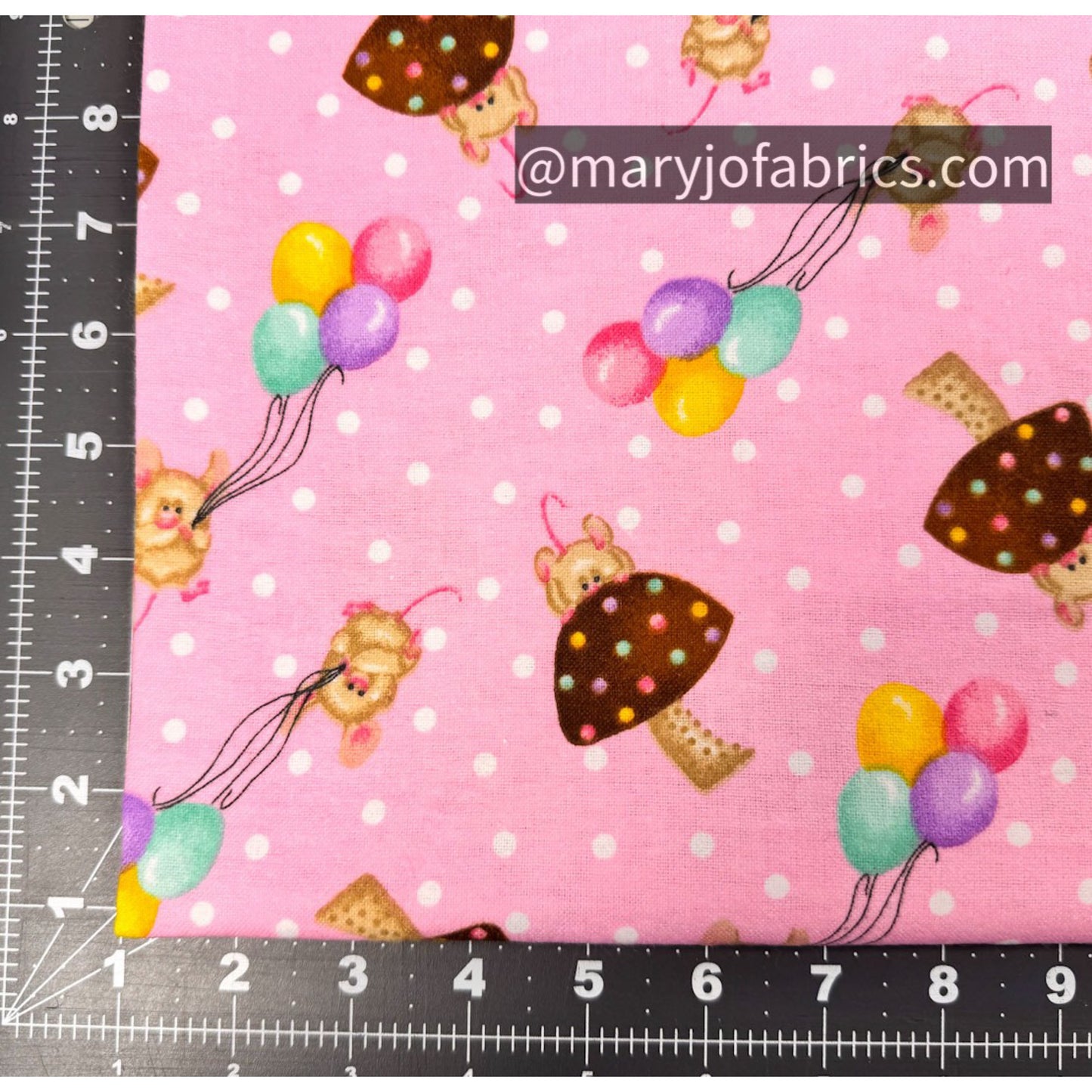 Cute Mice Balloons FLANNEL 1044-22 Pink Mushrooms