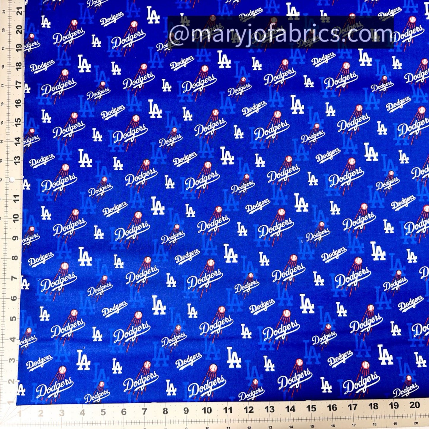 LA Dodgers fabric 60454-B Small Los Angeles Dodger fabric MLB Cotton