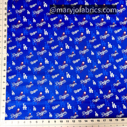 LA Dodgers fabric 60454-B Small Los Angeles Dodger fabric MLB Cotton