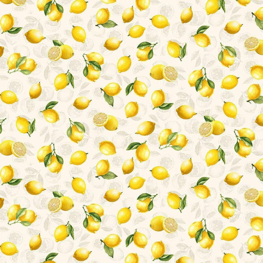 Lemon Fabric CD3444 Cream Tossed Lemons Fruit