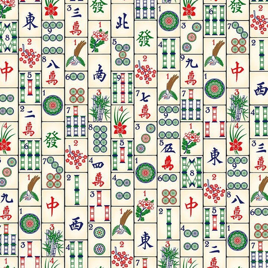 Mahjong Fabric CD4816 Game Cotton Fabric Mahjong Tiles