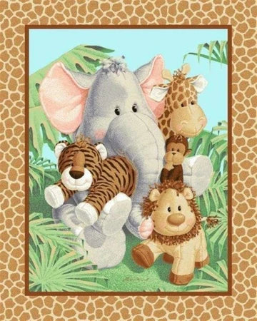 Jungle Baby Animal fabric Panel 3494B Nursery 36"x44"