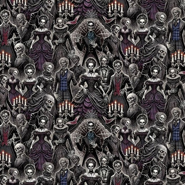 Wicked Party Fabric CD4139 Day of Dead Halloween Gala