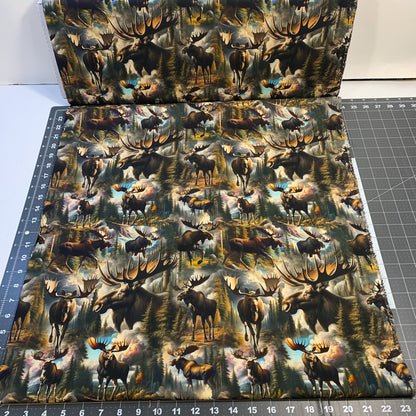 Moose Animal Cotton fabric by the yard  Mary Jo Fabrics