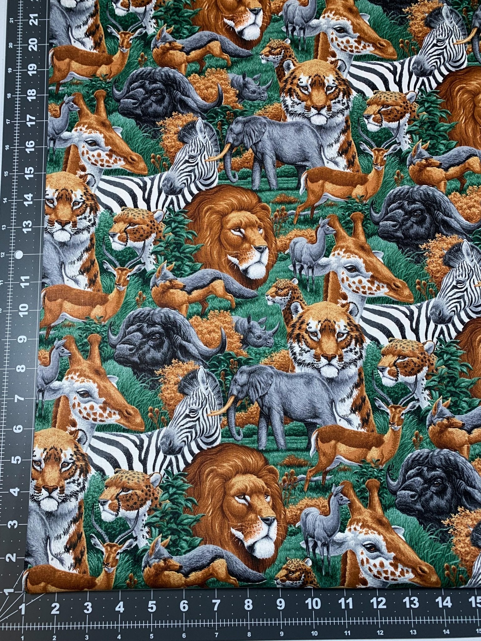 African Safari animal fabric lions zebras elephants - Mary Jo Fabrics