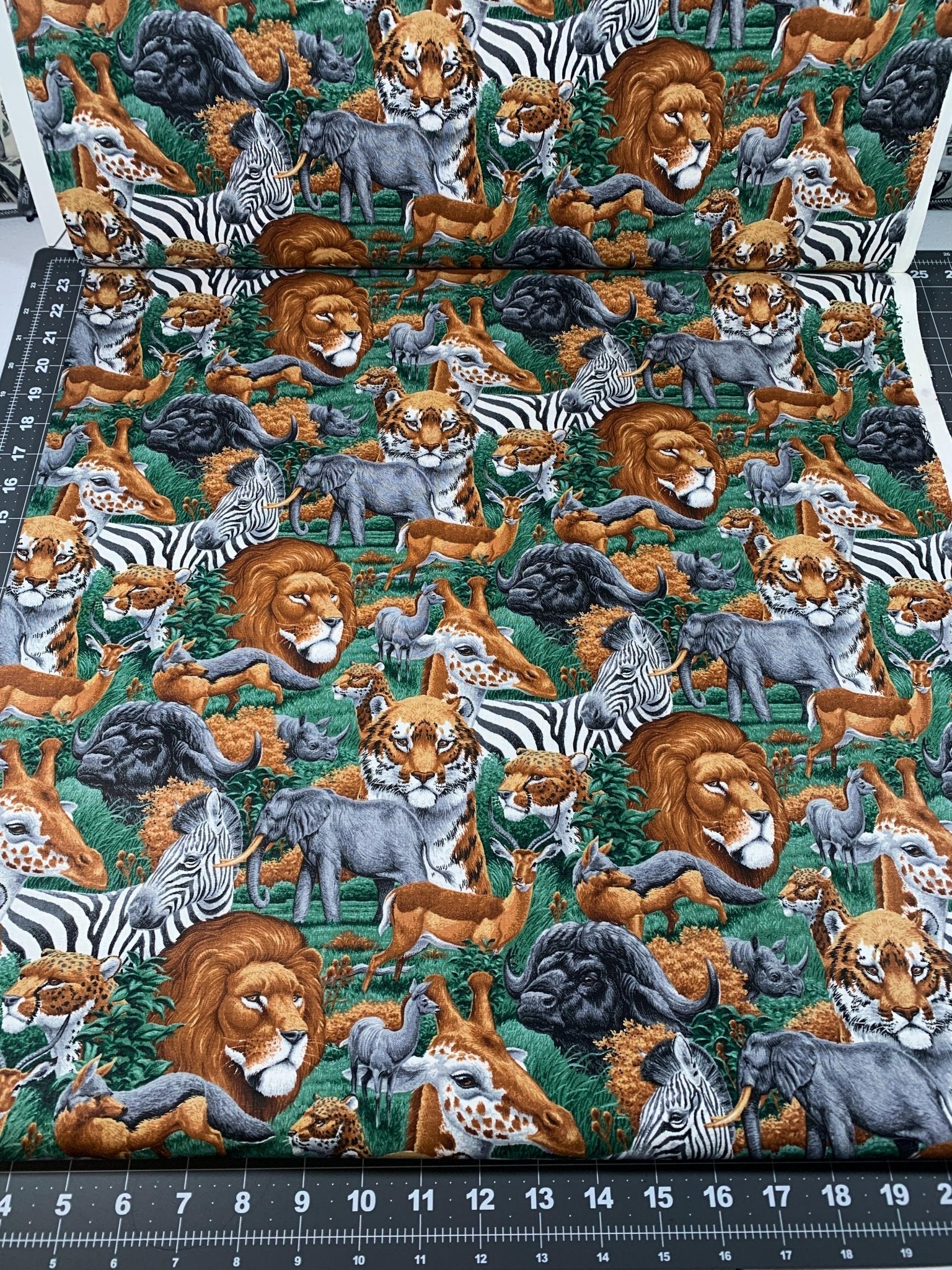 African Safari animal fabric lions zebras elephants - Mary Jo Fabrics