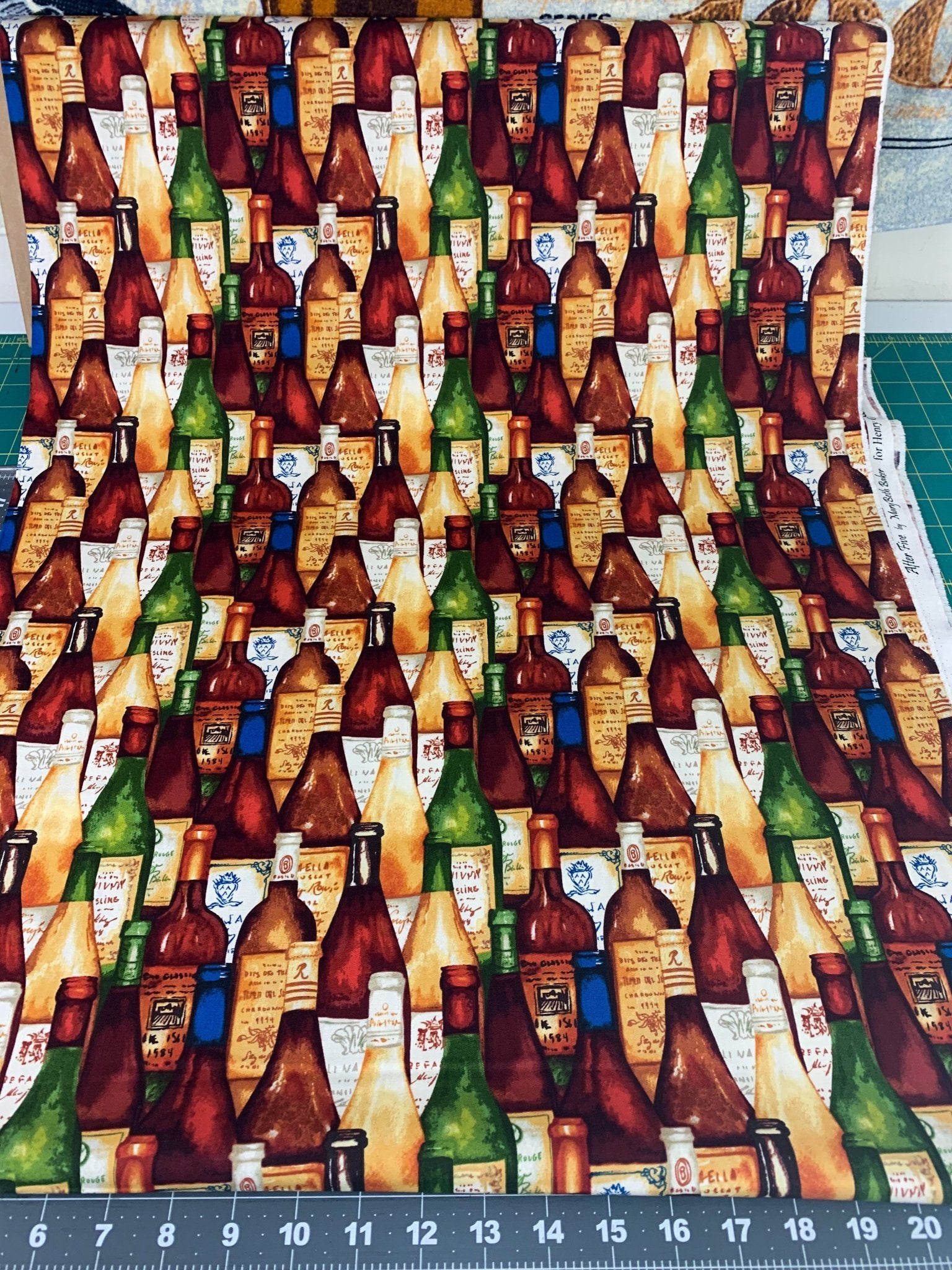 After Five Wine fabric 33889 Wine Bottles - Mary Jo Fabrics