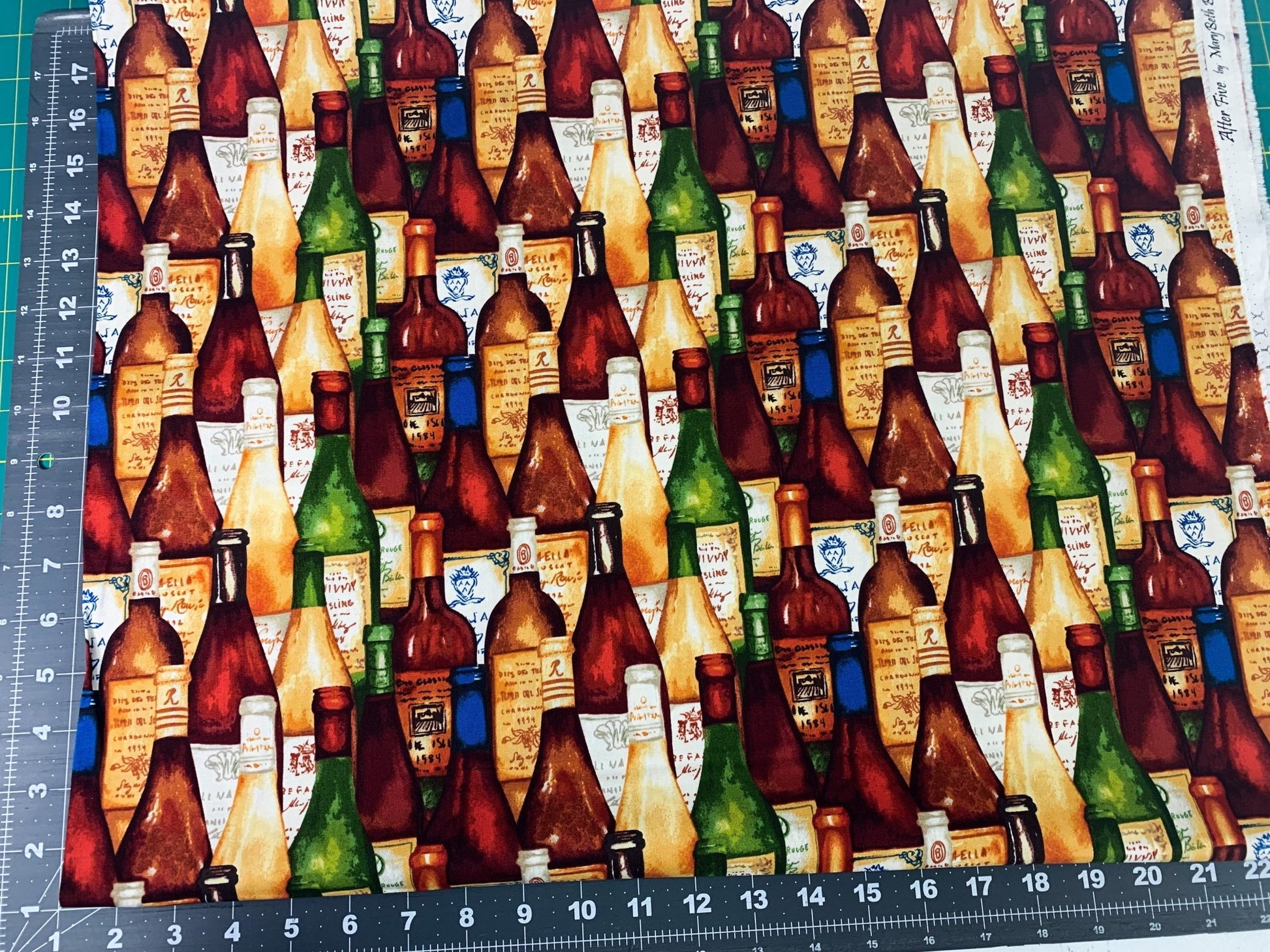 After Five Wine fabric 33889 Wine Bottles - Mary Jo Fabrics