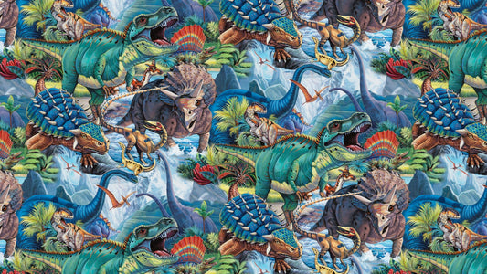 Dinosaur fabric 3763 Jurassic dinosaurs cotton fabric