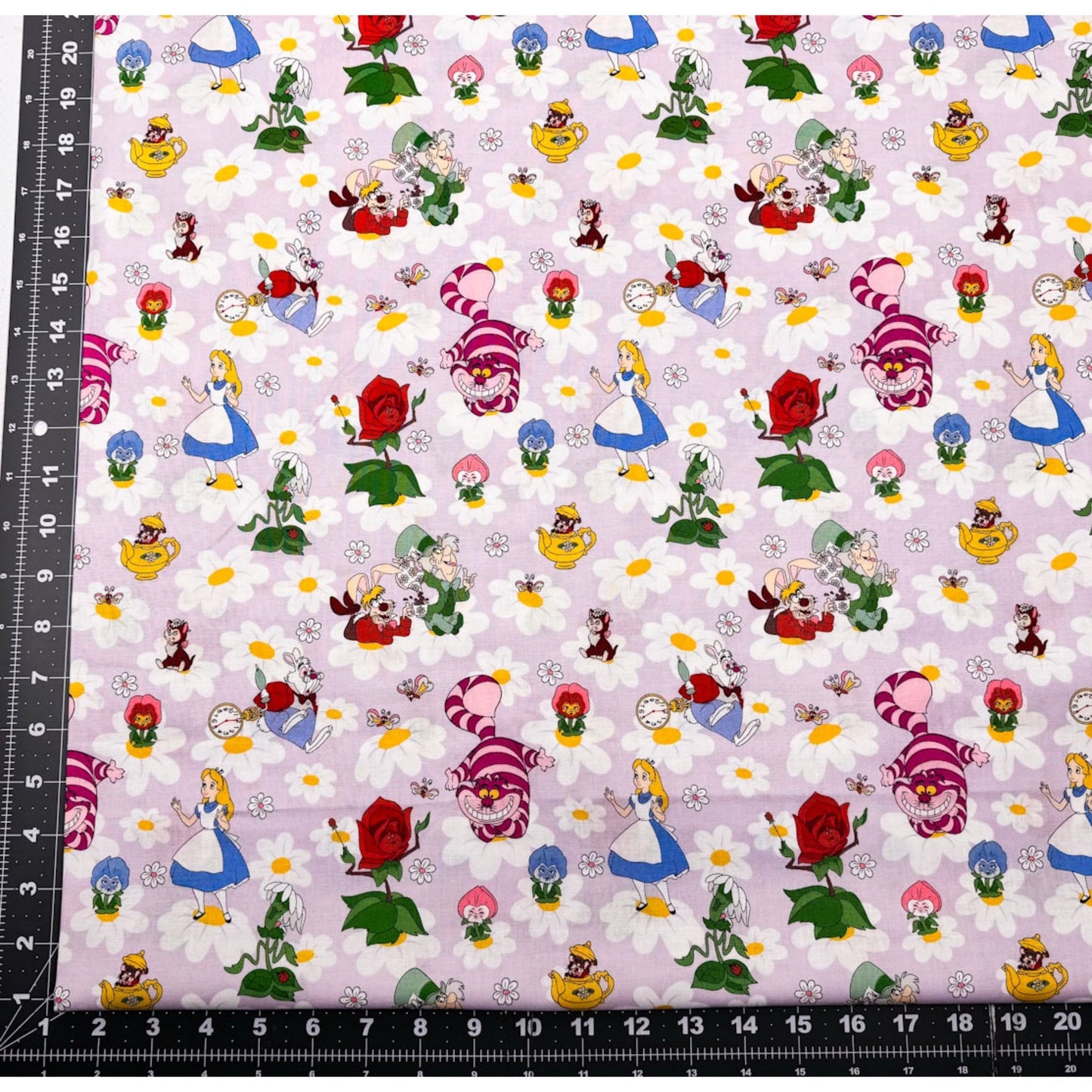 Alice in Wonderland Fabric 80145 Alice Mad Hatter Cheshire Cat - Mary Jo Fabrics