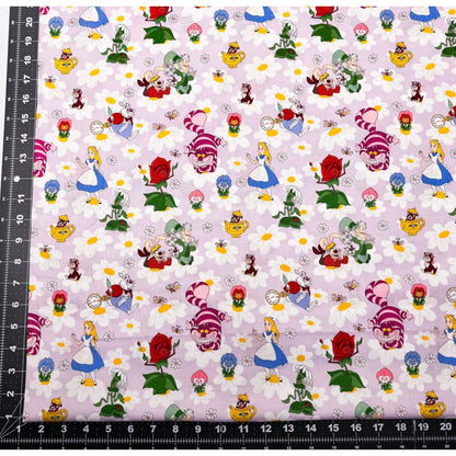 Alice in Wonderland Fabric 80145 Alice Mad Hatter Cheshire Cat - Mary Jo Fabrics