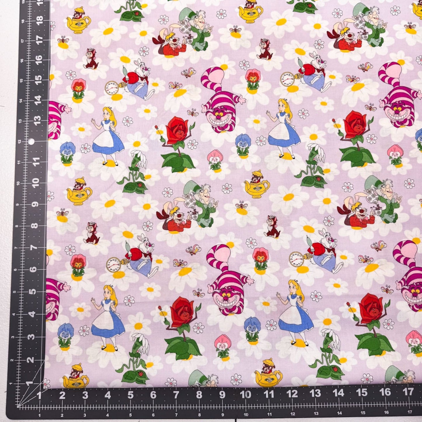 Alice in Wonderland Fabric 80145 Alice Mad Hatter Cheshire Cat - Mary Jo Fabrics