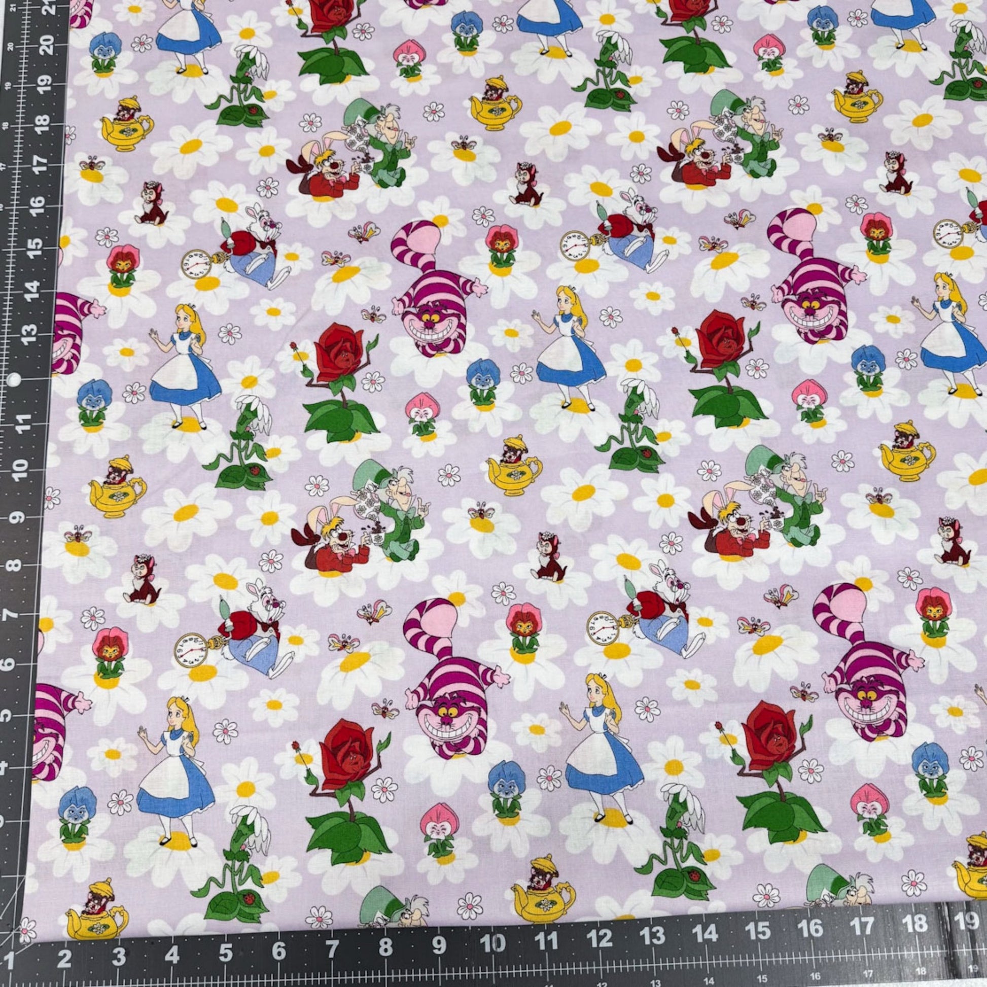 Alice in Wonderland Fabric 80145 Alice Mad Hatter Cheshire Cat - Mary Jo Fabrics