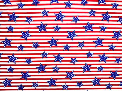 American Blue Stars Red Stripes Patriotic cotton Red White and Blue - Mary Jo Fabrics