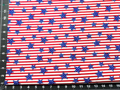 American Blue Stars Red Stripes Patriotic cotton Red White and Blue - Mary Jo Fabrics