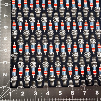 American Muscle Car Fabric 533578 Patriotic Spark Plugs - Mary Jo Fabrics