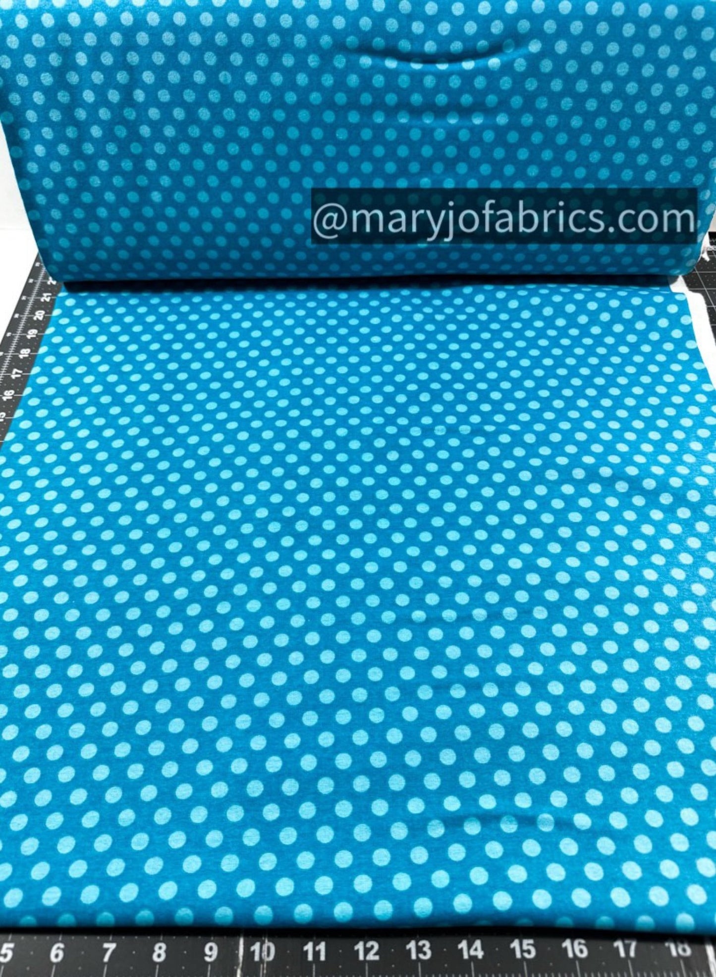 Aqua Polka Dot FLANNEL 44 - 6354 Blue Dots - Mary Jo Fabrics