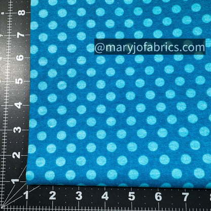 Aqua Polka Dot FLANNEL 44 - 6354 Blue Dots - Mary Jo Fabrics