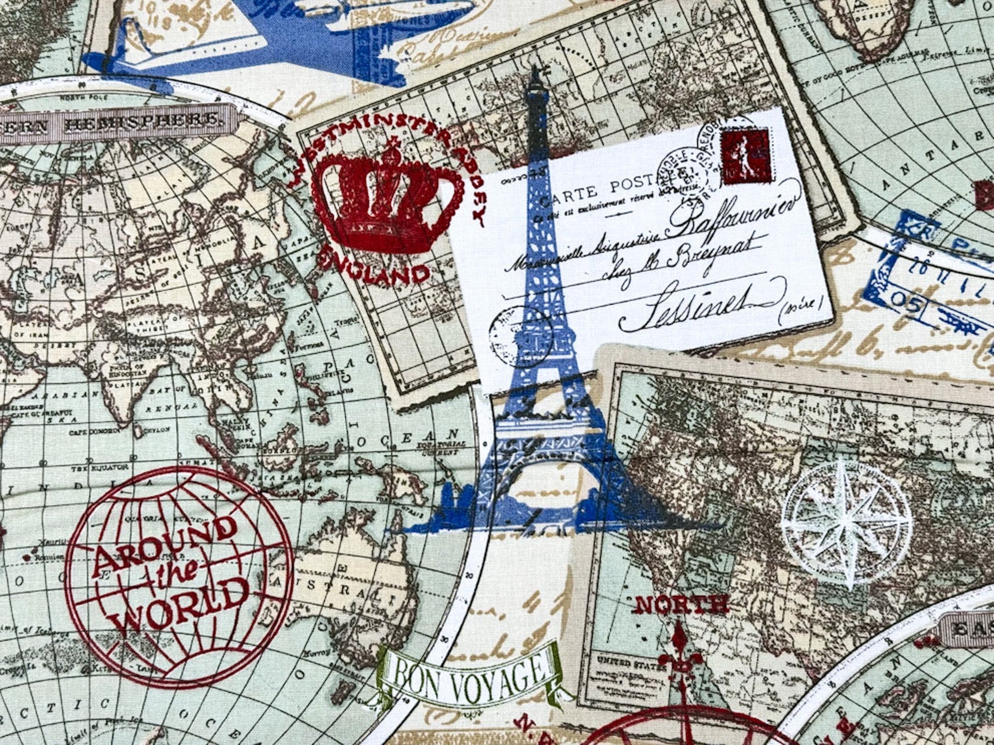 Around the World Roma Travel fabric paris eiffel tower fabric - Mary Jo Fabrics