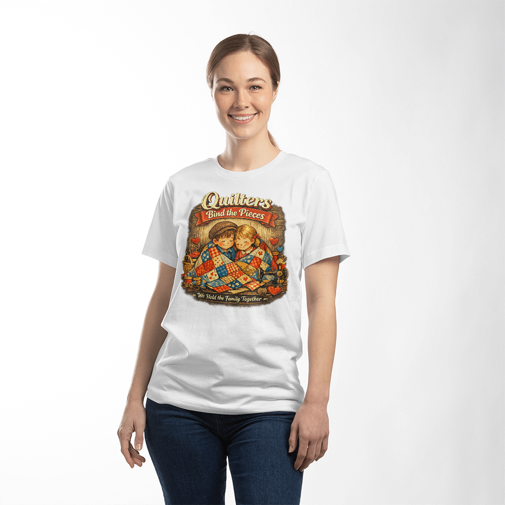 Quilters Bind the Pieces Sewing T-Shirt